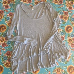 Free People Distressed Thermal Gray Tunic